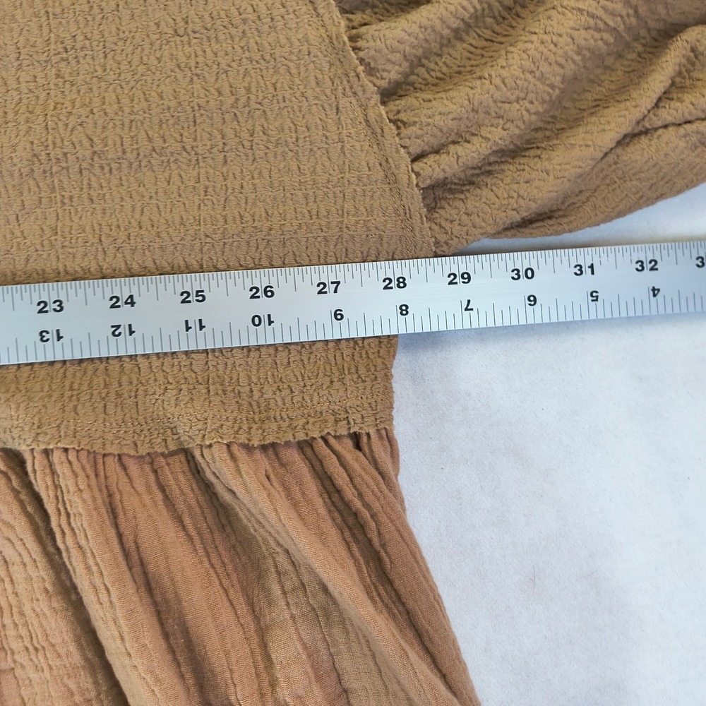 Oli & Hali Womens Textured Gauze Babydoll Tunic Top Brown Medium - Picture 10 of 12